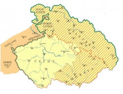 mapa Ceske koruny za vlady Jiriho z Podebrad